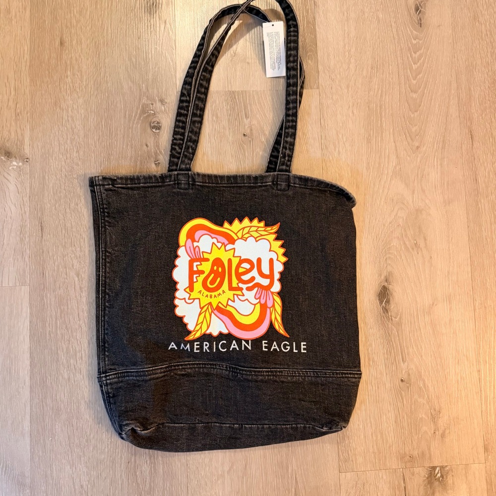 New with tag American Eagle Outfitters Foley, Alabama graphic denim tote bag